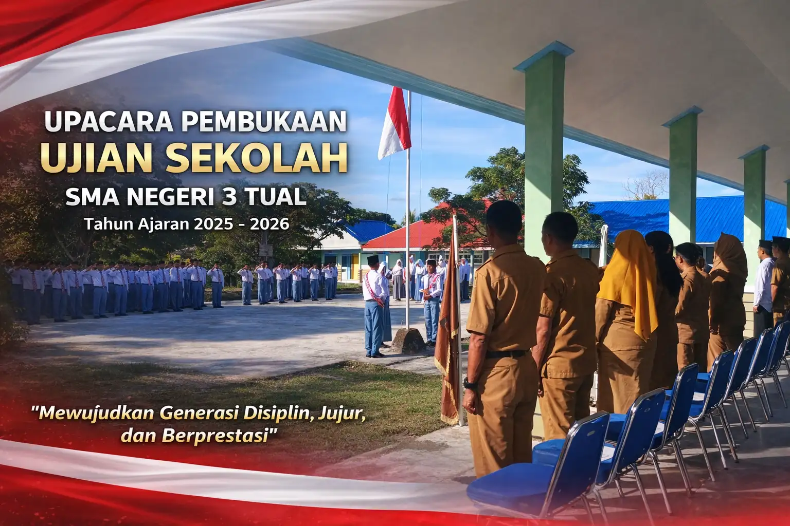 Kapolsek Tayando Tam Bacakan Sambutan Gubernur Maluku Pada  Pelaksanaan Ujian Sekolah TA 2025 - 2026 Di SMA Negeri 3 Tual 