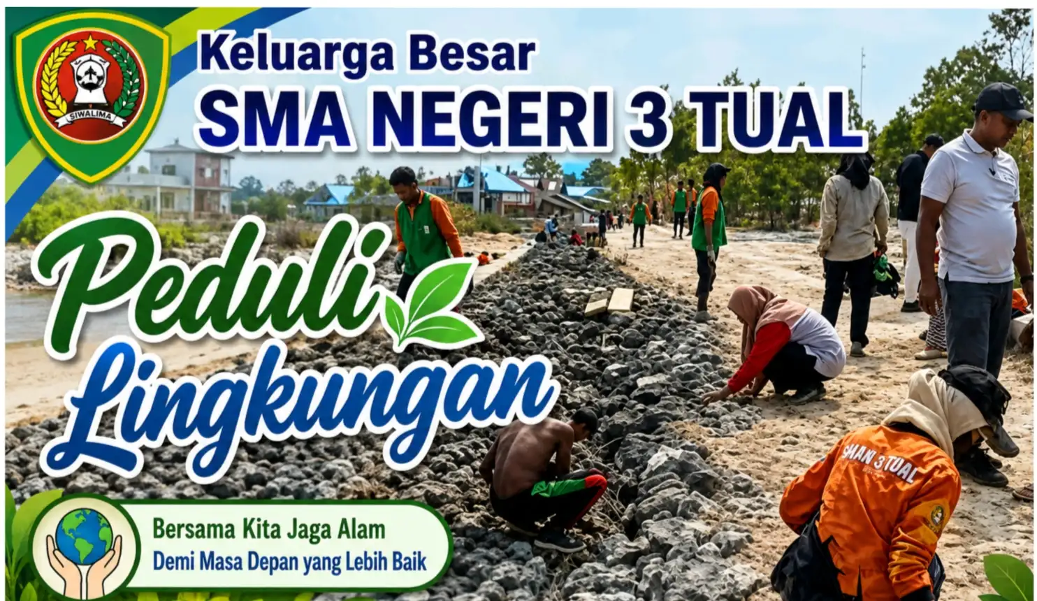 Aksi Jumat Bersih Keluarga Besar SMA Negeri 3 Tual Perbaiki Jalan Penghubung Pulau Heniar & Pulau Walir
