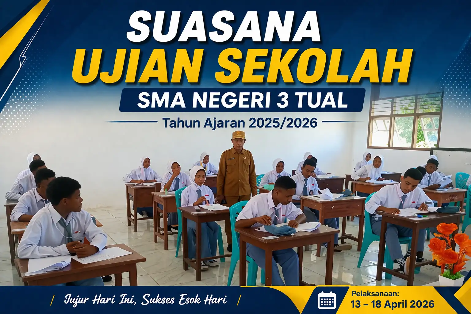 42 Siswa Kelas XII SMA Negeri 3 Tual Mengikuti Ujian Sekolah Berbasis Kertas & Pensil TA 2025 - 2026